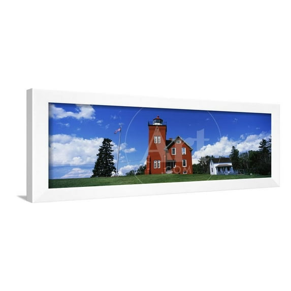 Two Harbors Lighthouse on Lake Superiors Agate Bay, Burlington Bay, Minnesota, USA, Scenic Framed Art Print Wall Art Sold by Art.Com