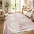 thumbnail image 4 of RUG ROBOT 6'x9' Abstract Area Rugs for Living Room, Non Slip Washable Rugs for Bedroom, Dining Room, Boho Mid Century Modern Colored Indoor Abstract Rainbow Carpet, Pink, 4 of 10