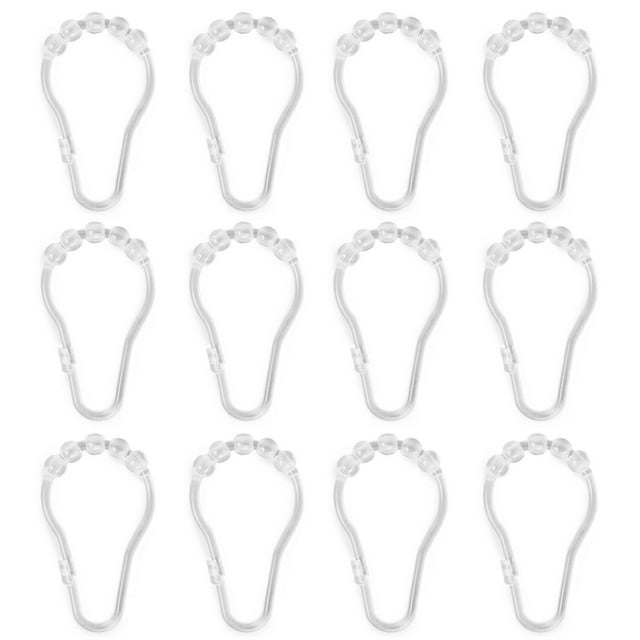 Crochets de douche à glissement facile en plastique Mainstays, transparent, ensemble de 12