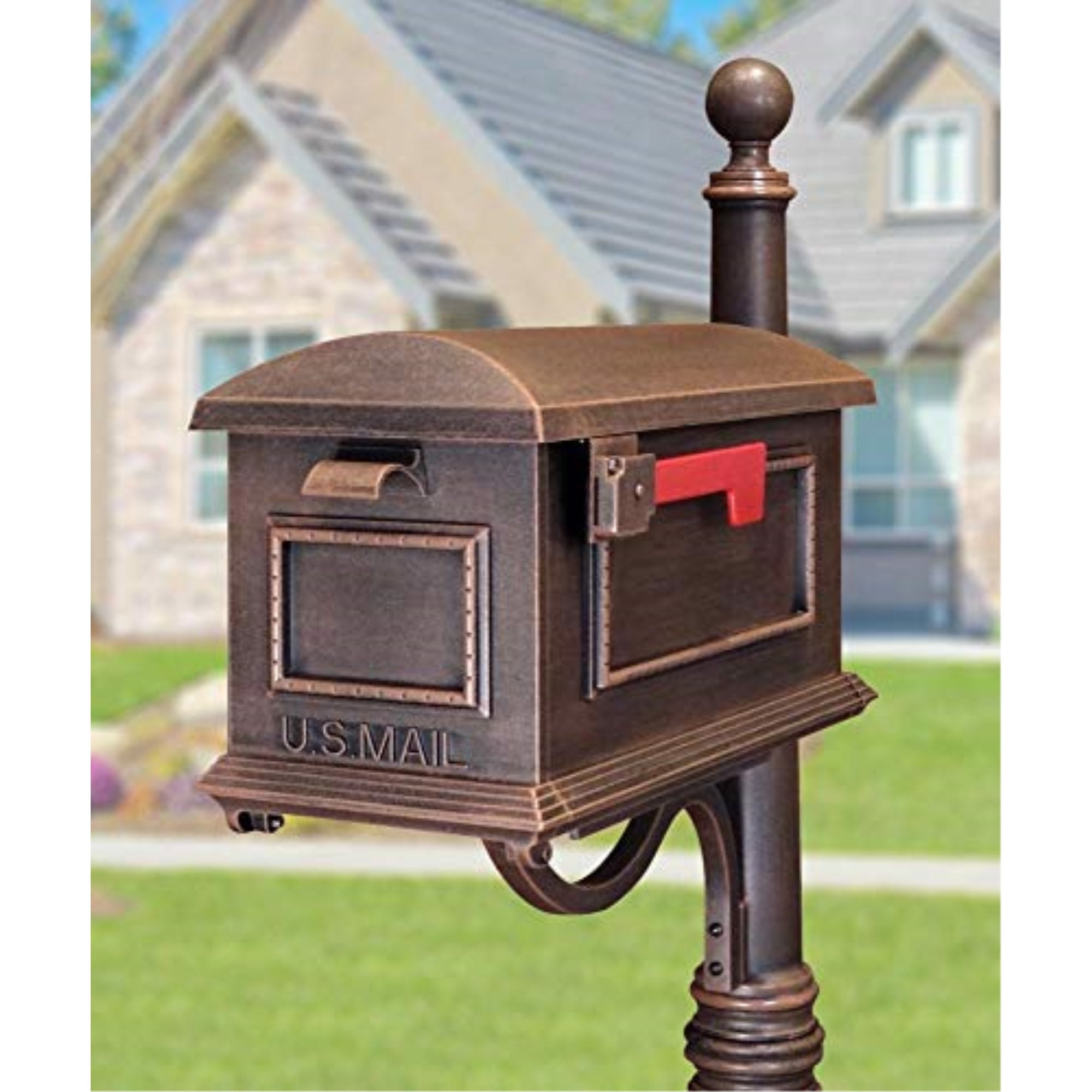 Cast Aluminum Mail Box Contemporary Antique Copper painted Wall Mount Mailbox 
