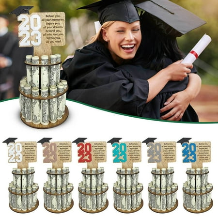 

Zruodwans Graduation Season Wooden Money Rack Graduation Money Holders for Graduation Gifts Double-Layer Cash Holders with Multi Holes for Grad 2023