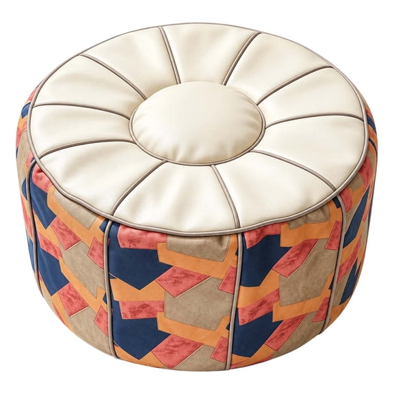 PANCHENH Functional Storage Footstool Round Style Footstool Bohemian Style Faux Cloth Cover Padding Suitable For Living Room Bedroom