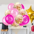 thumbnail image 2 of KAKOWELY 15 globos de látex de 12 pulgadas, globos inflables impresos para baby shower, fiesta de cumpleaños de 1 año (rosa y dorado, con un rollo de cinta de color aleatorio)., 2 of 4