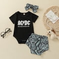 thumbnail image 6 of Seyurigaoka Baby Summer Casual 3PCS Letter Romper + Snakeskin Shorts + Headband, 6 of 9