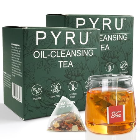 Pyru Oil Cleansing Tea Bags, Reducing Tea for Liver, 10 Herbal with Excellent Formula, Herbal Chinese Tea, Natural Herbal Infusion Flavor 2025 Gift Ideas Or Daily Ritual Beverage - 2 BOX (24pcs)