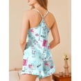 thumbnail image 3 of Ekouaer Satin Pajama Set for Women 2 Piece Camisole Top and Shorts Silk Lingerie with Ruffle Floral Nightwear, 3 of 6