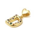 thumbnail image 2 of Rack Plating Brass Micro Pave Clear Cubic Zirconia Perdants Long-Lasting Plated 18K Gold Plated Letter D 31mm Pendant 21x15x4mm Hole 6x3mm, 2 of 3