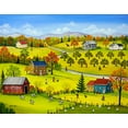 thumbnail image 2 of Mark, Sharon 32x26 Gold Ornate Wood Framed with Double Matting Museum Art Print Titled - Farm Kids in the Fall, 2 of 4