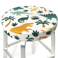 thumbnail image 3 of Daiia Dinosaurs and Tropical Leaves Stool Covers Round,Round Bar Stool Covers Waterproof Bar Chair Covers Washable Stool Cushion Slipcover for 12-14 Inch Chair-14 inch, 3 of 7