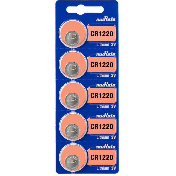 Murata CR1220 3V Lithium Coin Cell (5 Batteries) - Replaces Sony CR1220