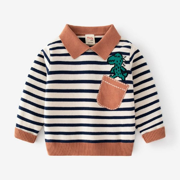 Pull Garçon 2-6 Ans pour Tout-Petit Manches Longues Col en V avec Poches Haut Tricoté Débardeur pour Bébé