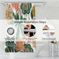 thumbnail image 6 of Boho Floral Bathroom Shower Curtain Tropical Green Leaves Pink Flowers Shower Curtain with Hooks Polyester Waterproof Fabric Mid Century Modern Home Shower Curtain Decorative, 72x84 Inch, 6 of 6