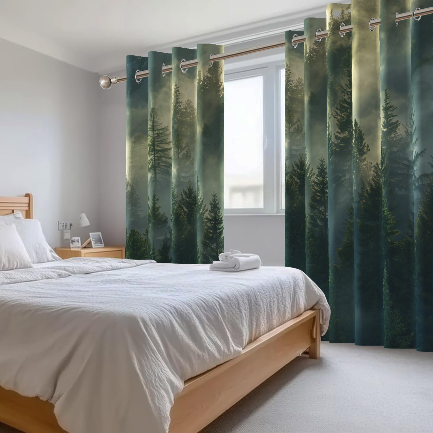 Dashan Forest Blackout Curtain for Living Room,Green Tree Nature Thermal Insulated Window Drapes for Bedroom (52Wx84L,2 Panels)