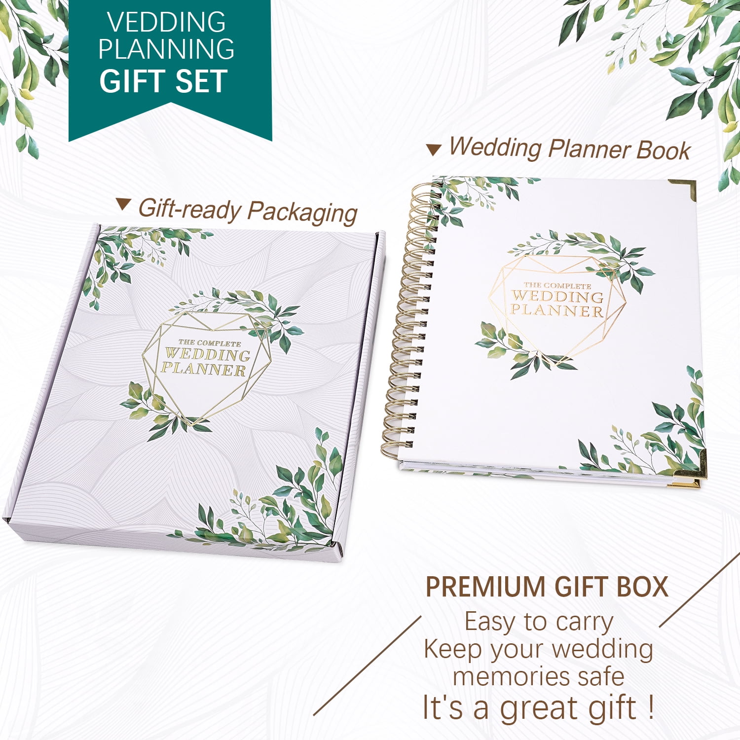 TJT Wedding Planner Book and Organizer, 188 Pages Wedding Planner Book, Bridal Planning Binder with Countdown Calendar, Bride Gifts