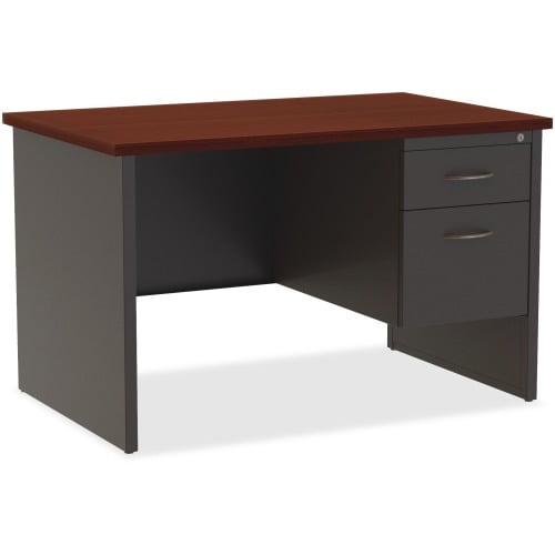 Lorell, LLR79148, Mahogany Laminate/Charcoal Modular Desk Series, 1 Each