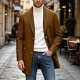 thumbnail image 2 of Yertdoel Pea Coats for Men Solid Lapel Wool Blend Trench Coat Button Front Mid Length Fashion Warm Outerwear with Pockets, M-3XL, 2 of 9