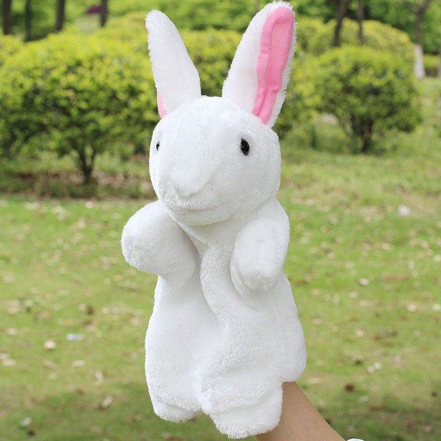 Lindo Animal de dibujos animados muñeca niños guante marioneta de mano conejo conejito de peluche juguetes para los dedos