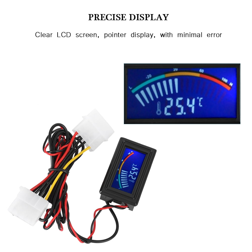 LCD-Display Digitale Wasserkühlungsthermometer Zeigertemperaturanzeige 5V-24V Kühlung für PC-Thermometer Yencoly Thermometer