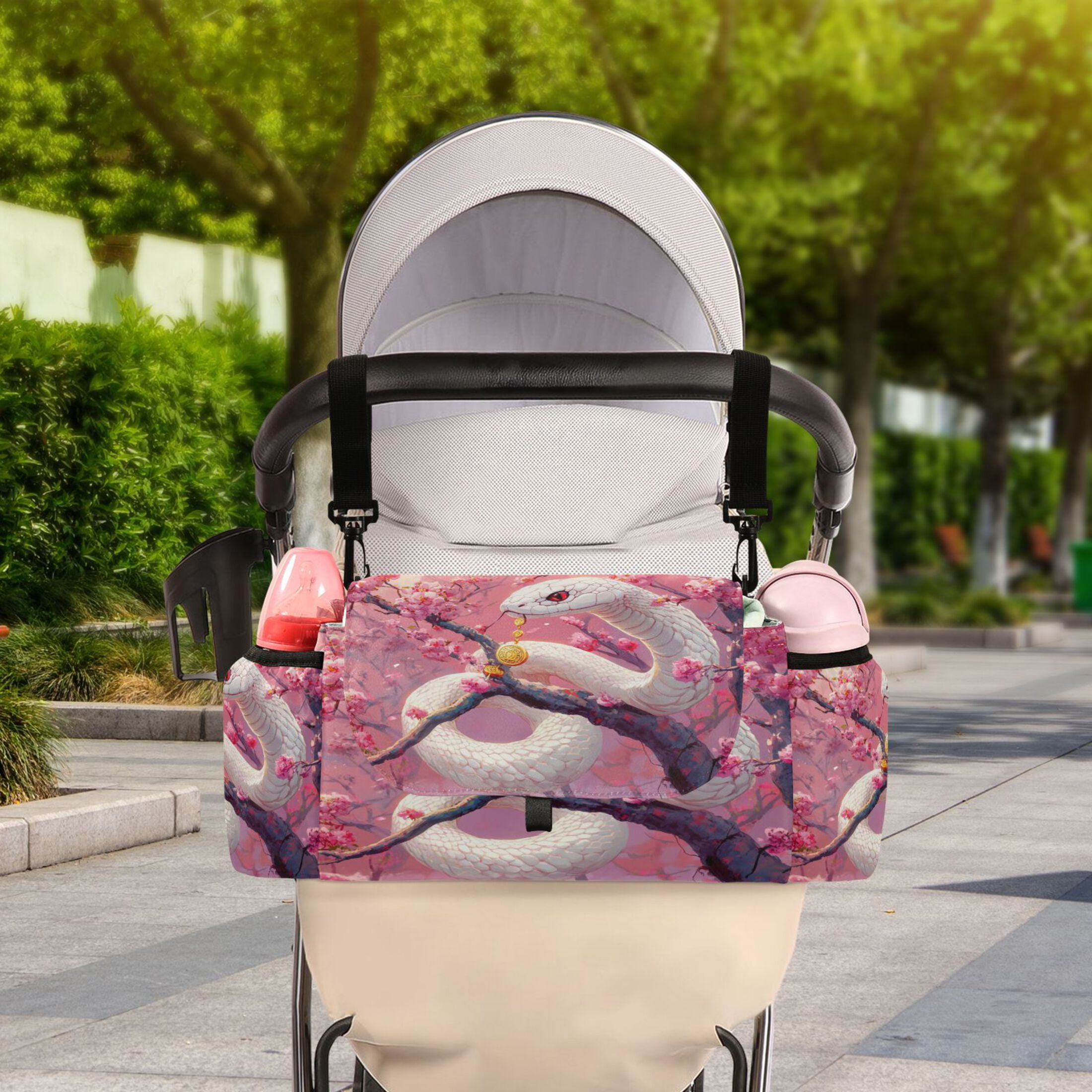DIXRUYEE Stroller Organizer Serpent in Bloom Printed