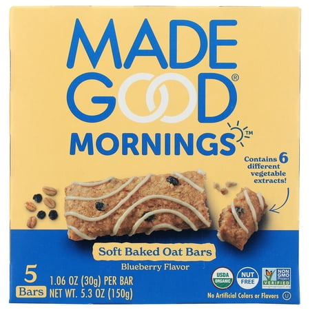 Madegood Organic Blueberry Soft Baked Oat Bars, 5.3 Oz