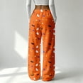 thumbnail image 3 of Womens Halloween Pjs Halloween Pumpkin Ghost Print Flannel Pajama Pants Elastic Waist Drawstring Wide Leg Sleep Wear, 3 of 5