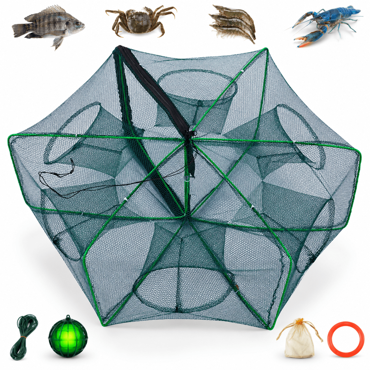 6Holes Foldable Auto-Foldable Fishing for Minnows Bait Fish Crawfish and Shrimp