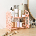 thumbnail image 4 of Soporte de escritorio para almacenamiento de cosméticos, organizador de maquillaje de estante de plástico multifuncional de 2 niveles, 4 of 5