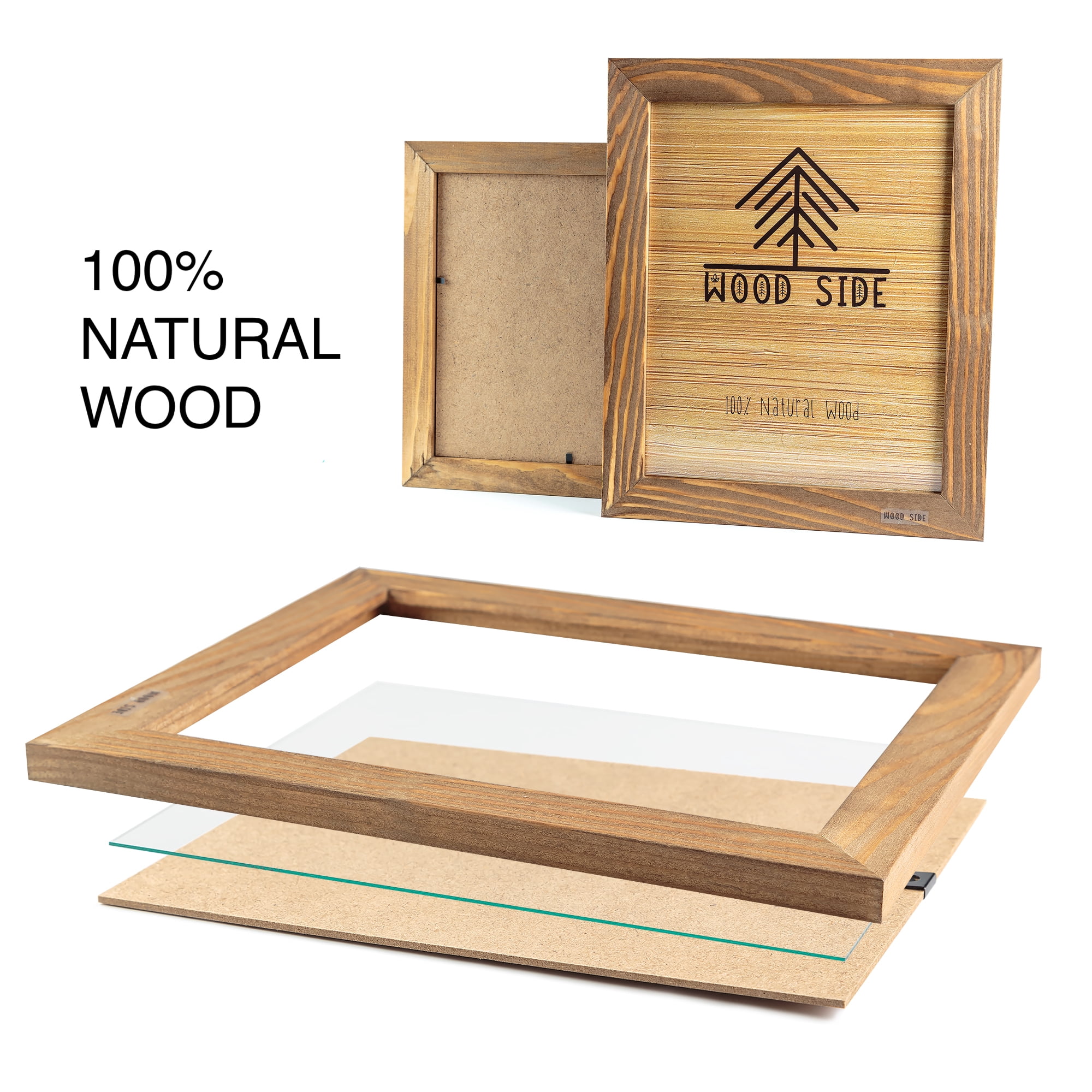 Rustic Wooden Picture Frame 8x10 - Walnut - Set of 2 - Natural Eco Solid Wood and High Definition Real Glass for Wall Mounting and Tabletop Photo Frames