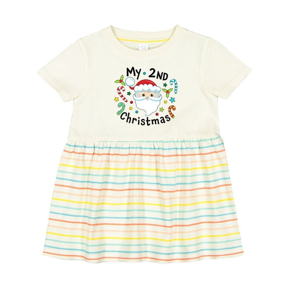 Inktastic My Second Christmas Santa with Candy Canes Girls Baby Dress