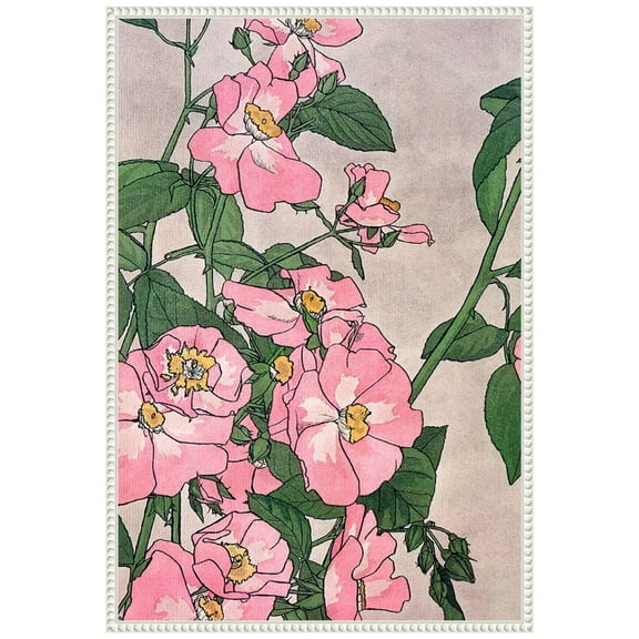 Amanti Art Pink Vine Flowers Framed Canvas Wall Art Print