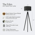 thumbnail image 6 of Brightech Eden 58 in. Classic Black Wood Traditional 1-Light 3-Way Dimming LED Floor Lamp with Black Fabric Drum Shade, 6 of 11