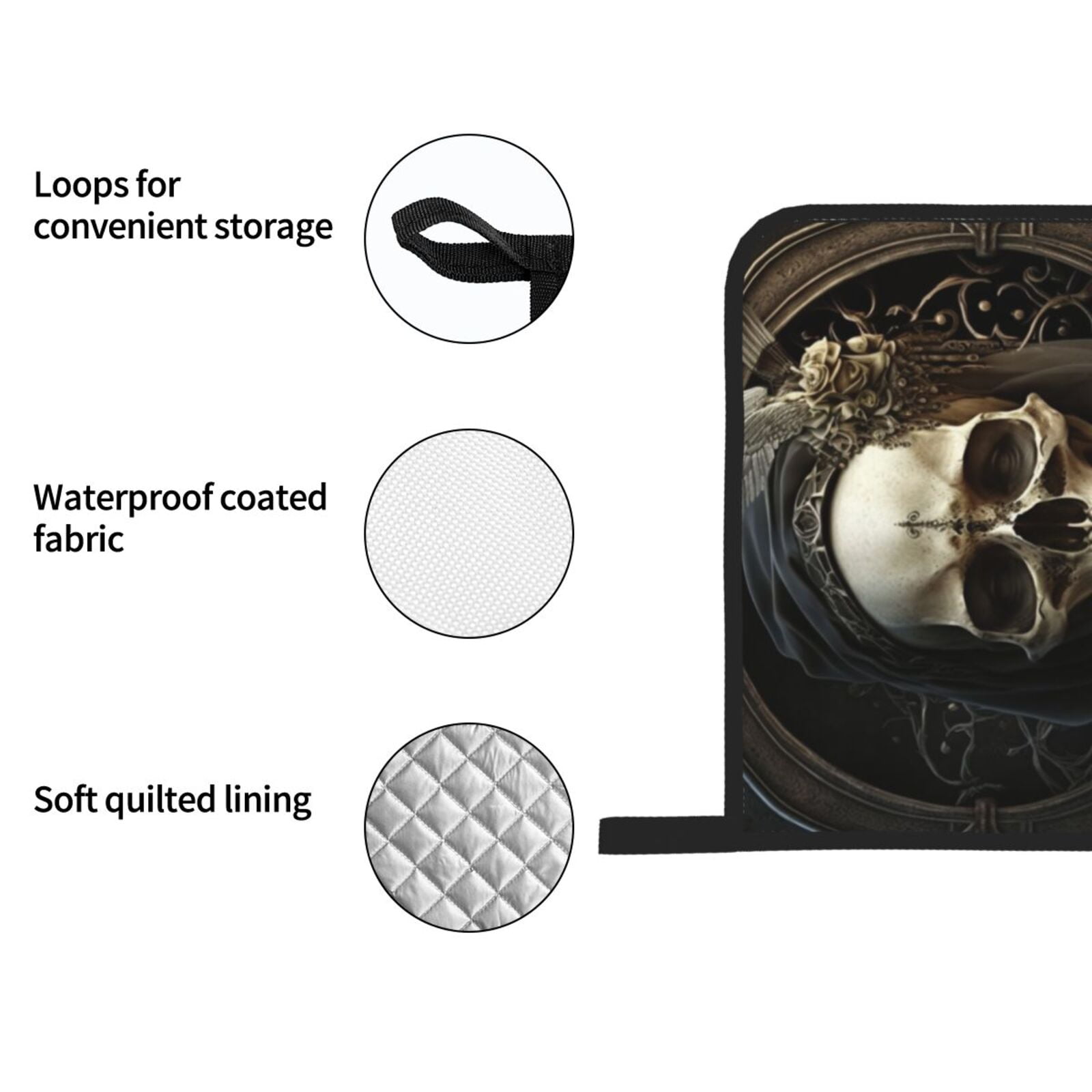 Gothic Witchy Skull Black 4Pcs Oven Mitts and Pot Holders Sets Oven Kitchen Gloves Hot Pads for Cooking BBQ Baking Grilling