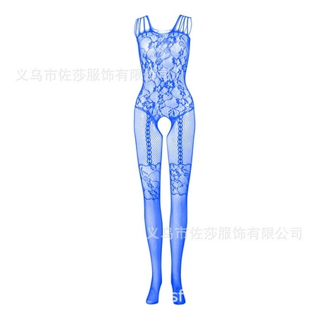 Generic Sexy Lingerie Sexy Siamese Black Silk Stockings Women s Sling Hollow out See-through Temptation One-Piece Fishnet Clothes Mesh Stockings W633