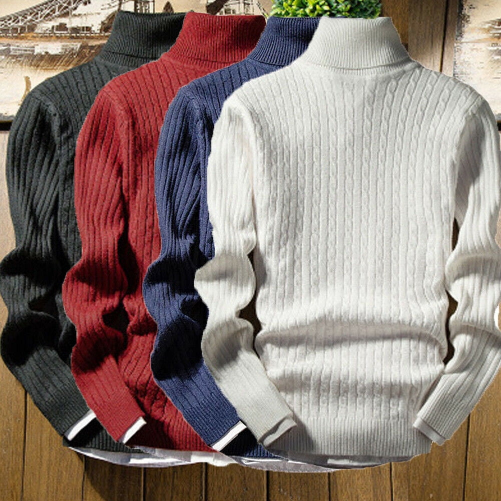 Calsunbaby Winter Men Warm Cotton High Neck Pullover Sweater Turtleneck ...