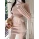 thumbnail image 2 of Jielur Winter Pink Kawaii Y2k Mini vestido de piel sintética ajustado sexy ajustado de punto vestidos de mujer elegante vestido de una pieza moda coreana, 2 of 4