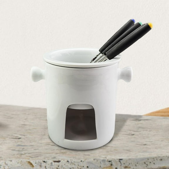 Fancyes Fondue Set Fondue Pot Set Butter Heater Birthday Engagement Home Tea Light Porcelain Melting Pot Serving Fondue Set for Tapas