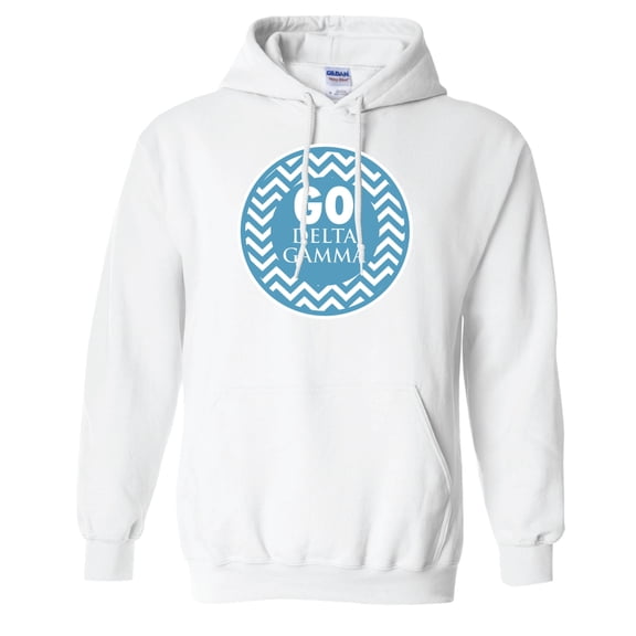 Delta Gamma Hooded Sweatshirt "Go Delta Gamma" Design ? White