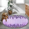 thumbnail image 3 of Round Rug 3.3Ft Washable Non-Slip, Purple Lavender Circle Area Rugs for Living Room Bedroom, Spring Watercolor Wildflowers Plant Plaid Indoor Floor Mats Carpet Runner for Home Decor Aesthetic, 3 of 8
