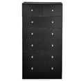 thumbnail image 3 of Black 7 Drawer Cabinet, Matte Gold Handles Textured Linen-Laminate Particle Board Cabinet, Tall Space-Saving Storage Organizer for Home Office Bedroom Living Area, 3 of 10