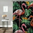 thumbnail image 2 of Orinice Tropical Plant Shower Curtain Pink Flamingo Bird Green Plam Leaves Floral Nature Summer Jungle Scenery Fabric Bathroom Decor Curtain with Hooks 60x72, 2 of 7