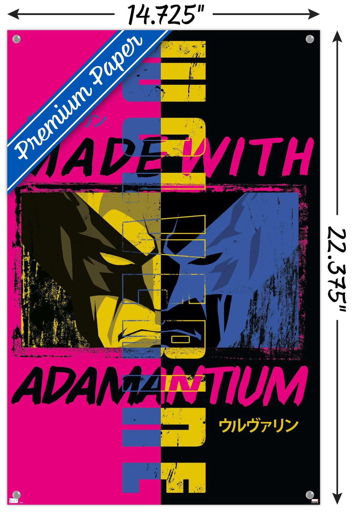 Marvel Comics - Wolverine - Made With Adamantium Wall Poster with Pushpins, 14.725" x 22.375"
