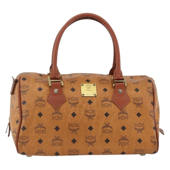 Pre-Owned MCM Visetos Logogramme Leather Brown Leather Handbag