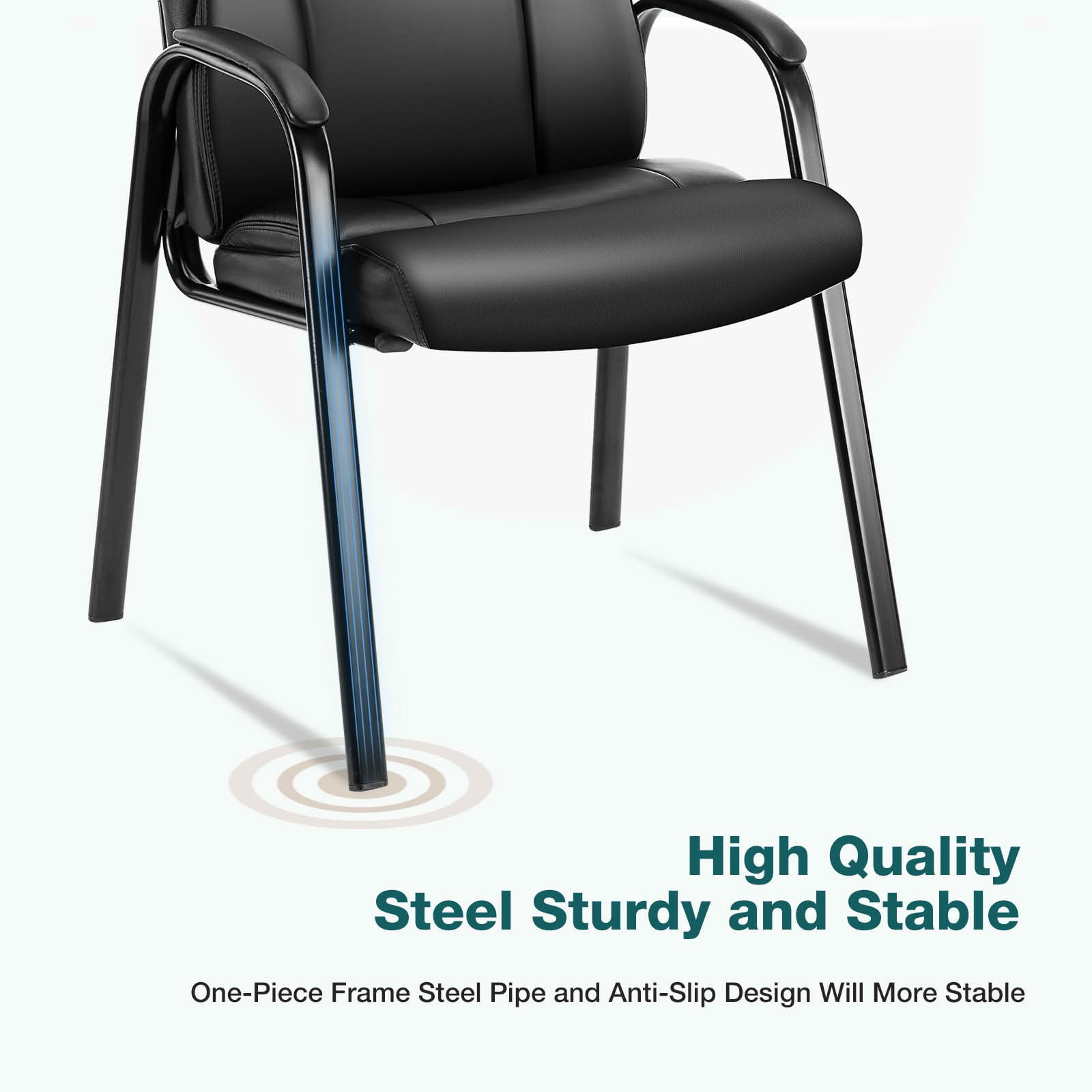 MAYEERTY PU Leather Conference Reception Chair, Armless Fixed Leg Executive Guest Office Chair with Padded Armrests, No Wheels