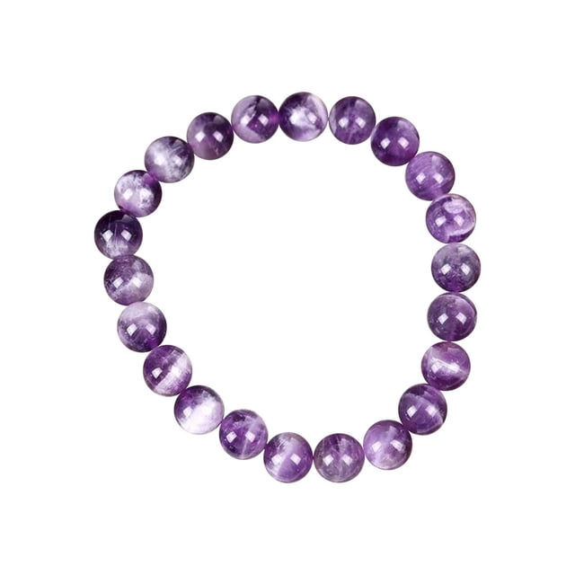 Pulsera de cuentas de piedra natural de amatista, pulsera elástica de piedra preciosa de cristal púrpura, pulsera de joyería para hombres y mujeres, pulsera de amatista de moda