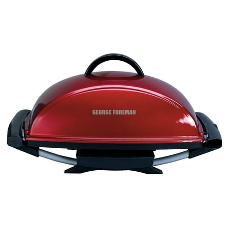 George Foreman Indoor Outdoor Electric Grill, Non-Stick Grill Griddle Plate, Healthy Grilling Drip Tray Reduces Fat, Portable Barbeque
