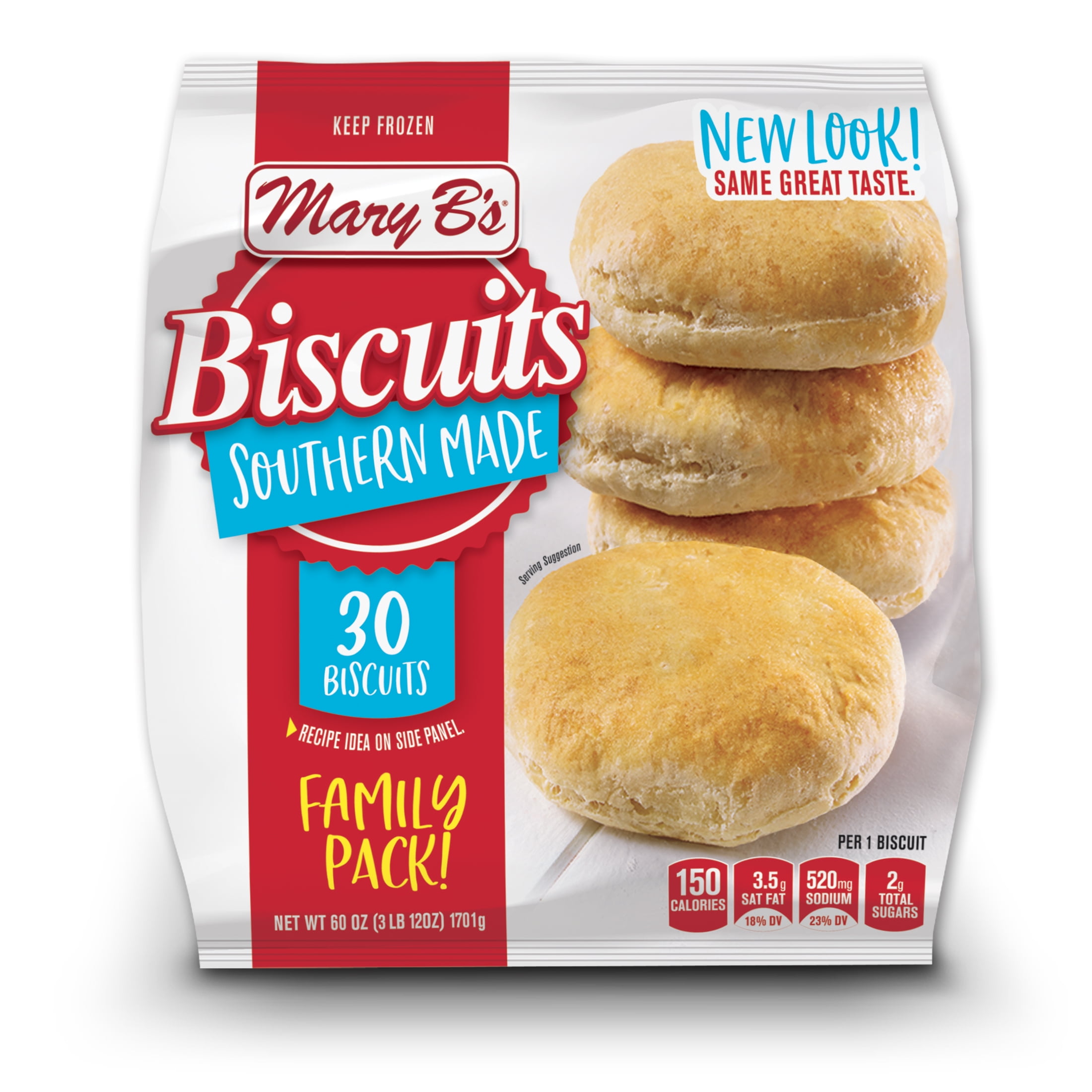 Mary B's Frozen Southern Made Biscuits 30 Count Family Pack – Walmart ...