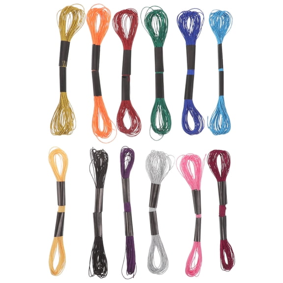 LOLIPPYY Set of 12 Metallic Embroidery Floss Threads, Polyester for Hand Sewing and Cross Crafts