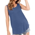 thumbnail image 2 of OIOLOYJM Womens Loose Fit Casual Flowy Tank Tops Square Neck Trendy Sleeveless Pleated Front Summer Tops Clothes Spring Vacation Beach Outfits Blue M, 2 of 5