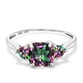 thumbnail image 2 of Gem Stone King 10K White Gold Green Mystic Topaz 3-Stone Engagement Ring for Women | 2.51 Cttw | 7MM Cushion | 4MM Trillion | Wedding Engagement Anniversary Promise Ring for Women| Size 5, 2 of 6