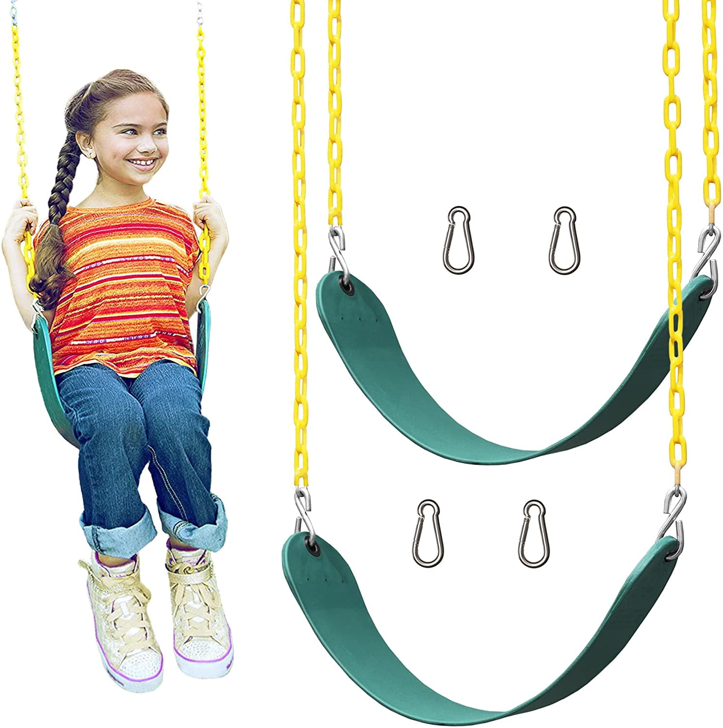 Heavy Duty Outdoor Hanging Swing Seat Set w/ Replacement Chains Play Kids 2 Pack 
